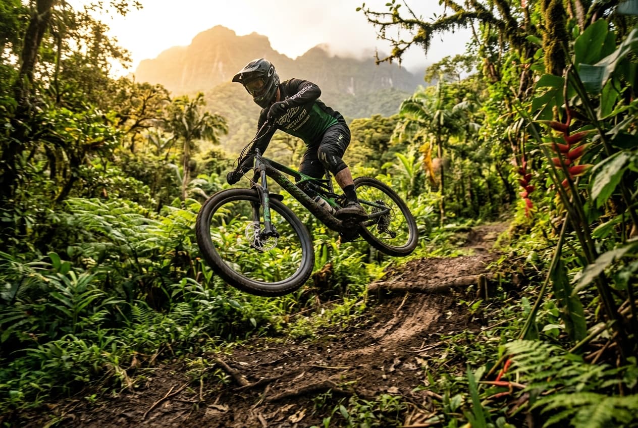 Mountain biker in Jungle Fish Costa Rica